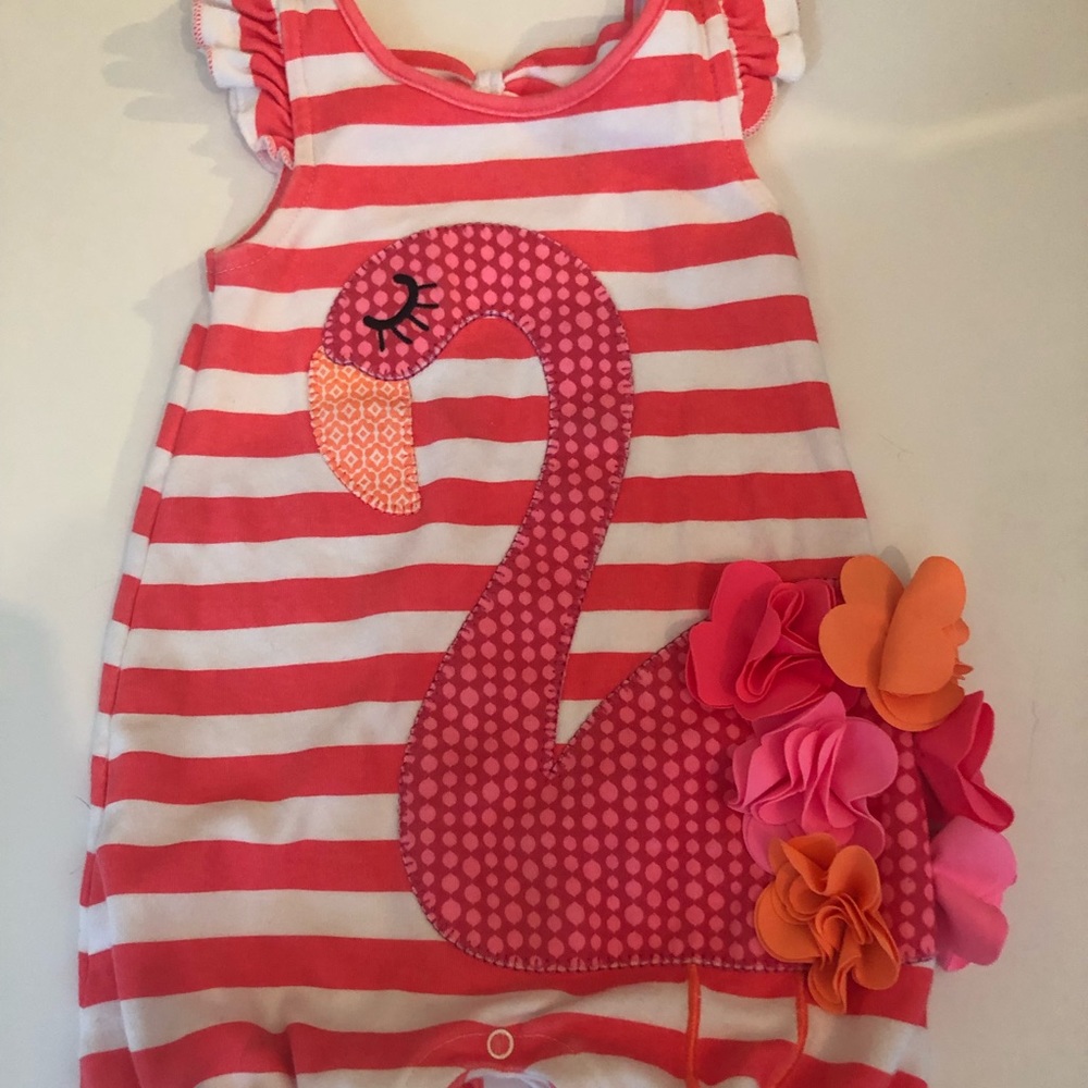 Mud Pie Flamingo Onesie Size 9-12m